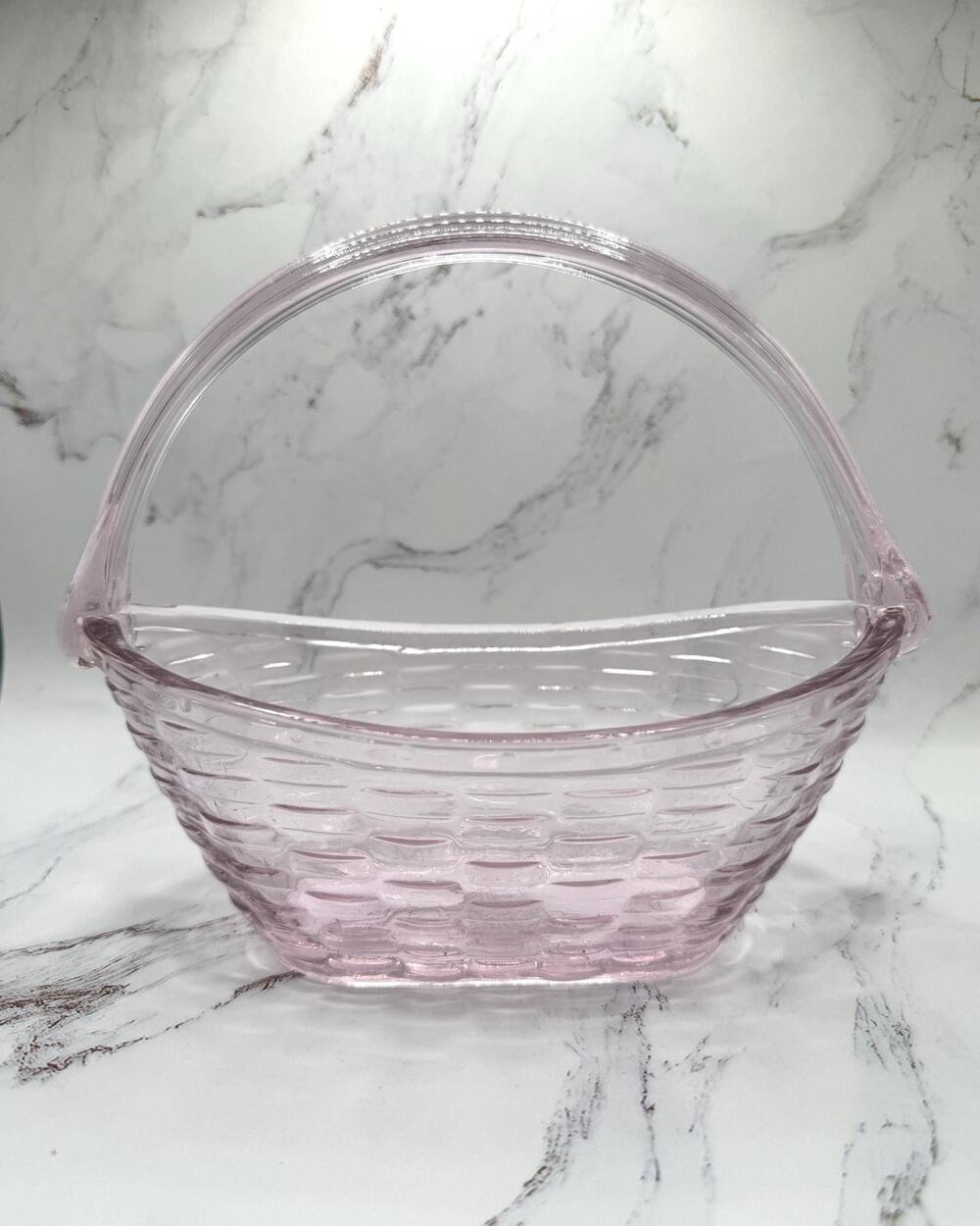 Vintage Longaberger 2005 Collector's Club Glass Crocus Basket in pink glass